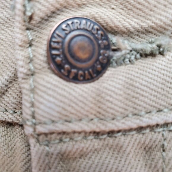 Levis Jeans Mens 28x30 Light Brown 501 Original Fit Cotton Straight Leg - Picture 9 of 10